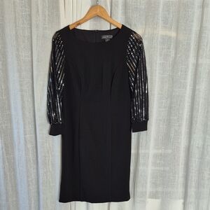 Jessica Howard Black Dress with Embellished Sleeves